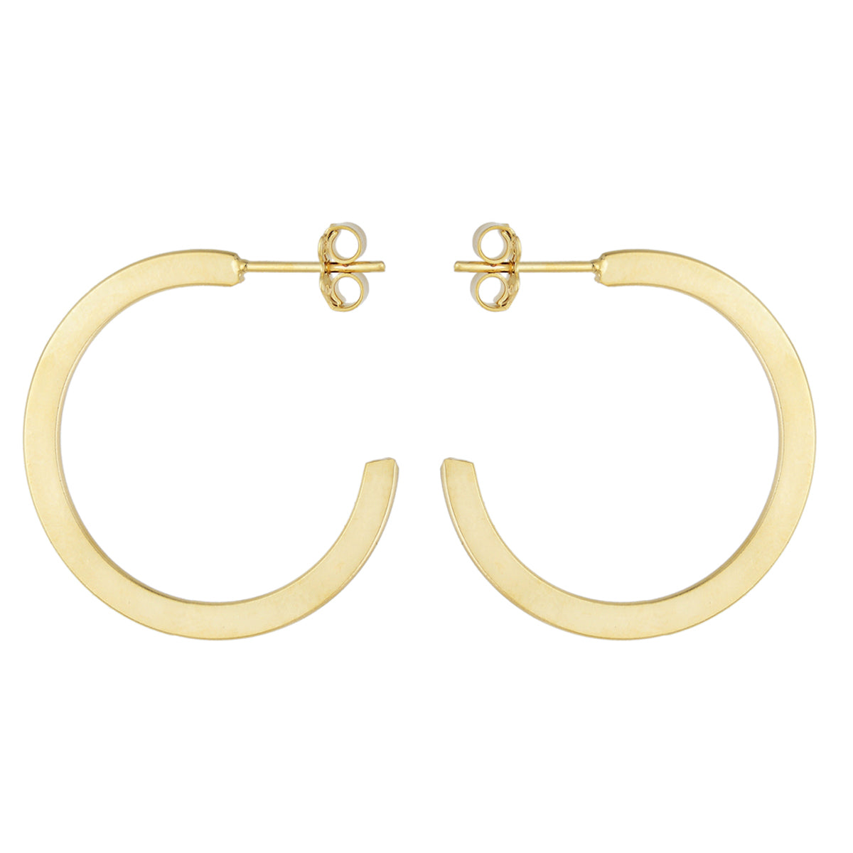 Brinco argola lisa achatada banhada a ouro 18k ARAU Jóias